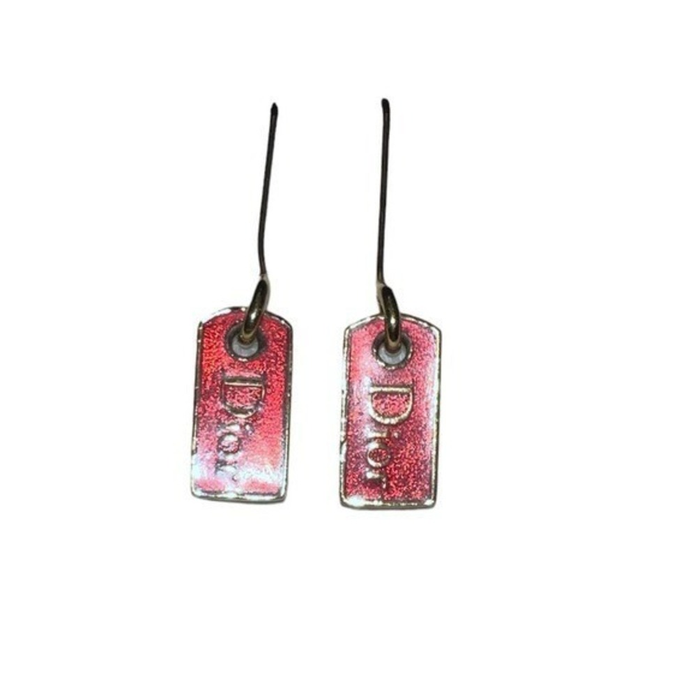 Authentic Rare Christian Dior Red Logo Earrings - Picture 2 of 5